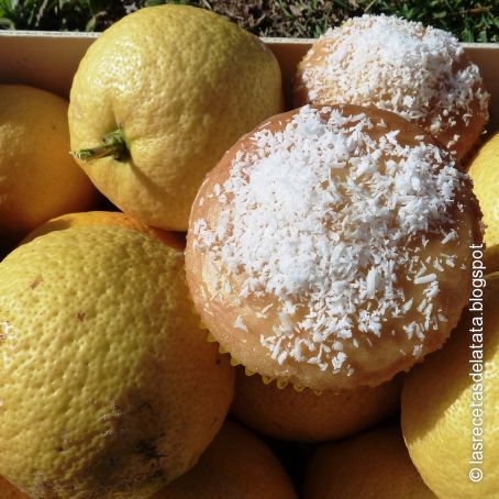 Magdalenas de coco y lemon curd