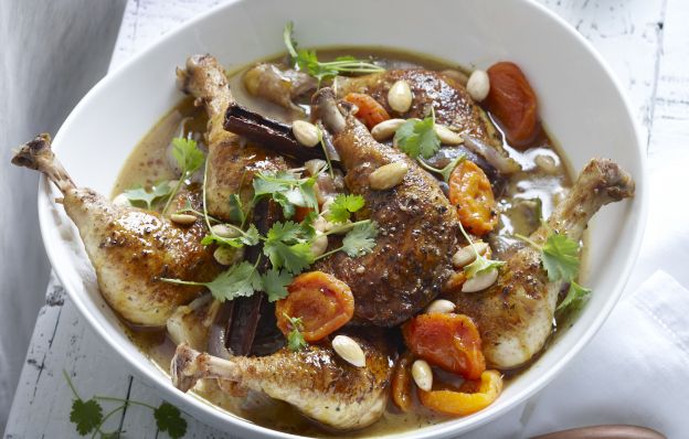 Pollo con melocotón