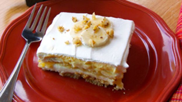 Postre de piña y banana