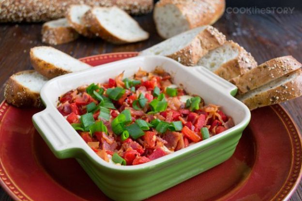 Dip de beicon, pimiento y mozzarella