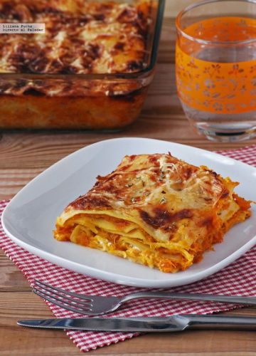 lasaña de calabaza asada y queso de cabra