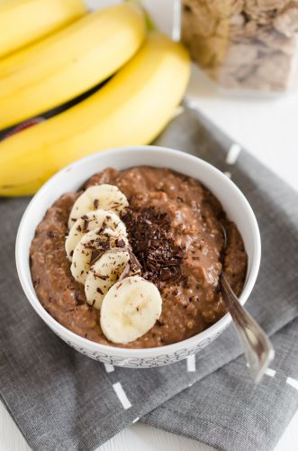 Avena con chocolate y banana