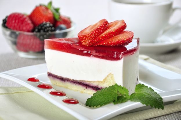 Tarta de queso y fresas