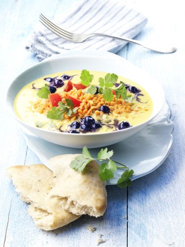 Curry de lentejas con arándanos