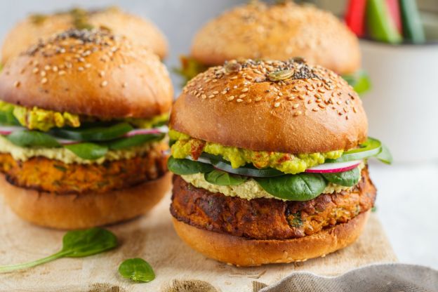 vegan sweet potato burger with chickpeas &spinach