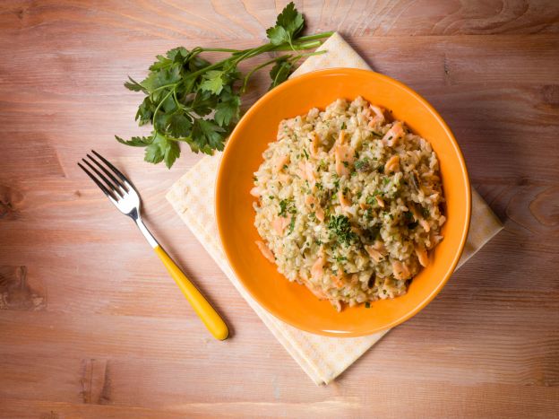 Risotto con salmón ahumado