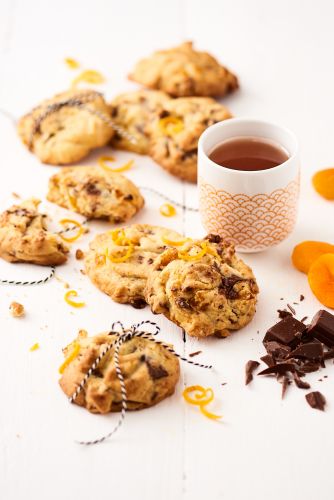 Galletas de chocolate, naranja y melocotón