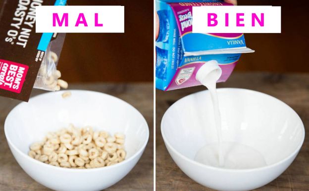 Sirves primero el cereal y luego la leche