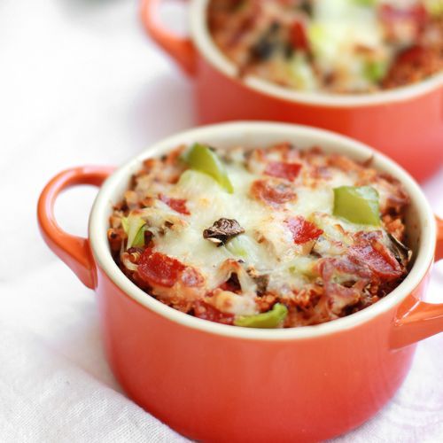 Cazuelas de quinoa sabor a pizza