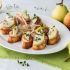 Tapas de pera, jamón y queso