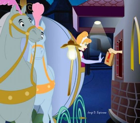 Cenicienta adora la comida rápida