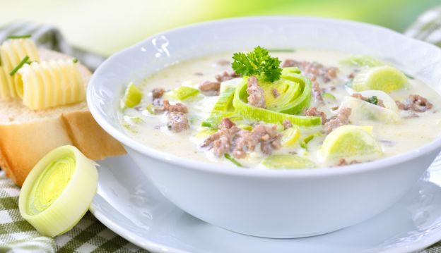 Crema de puerro y salchicha italiana