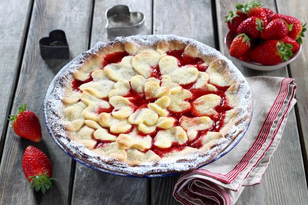 Tarta de fresa de corazones
