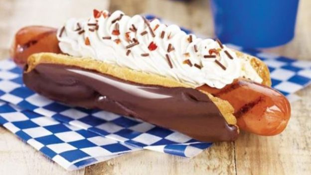 Chocolate eclair hot dog