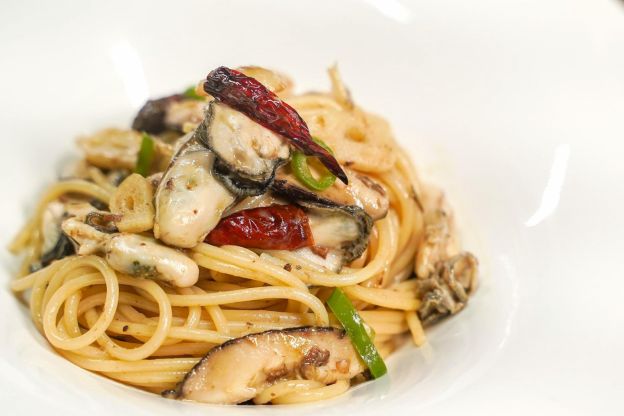 Espaguetis con mariscos