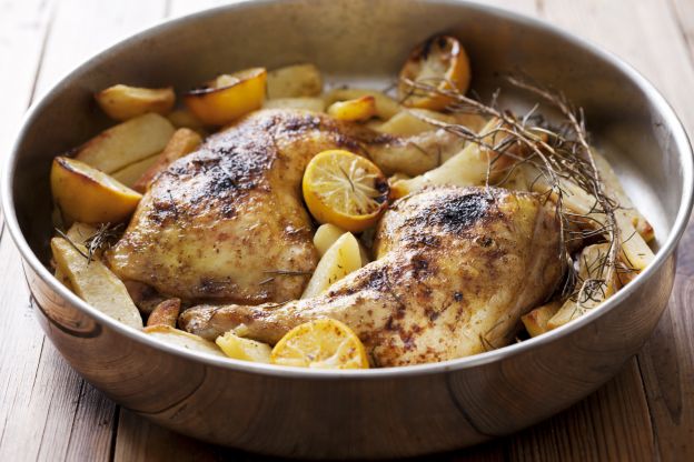 Pollo al horno con limón