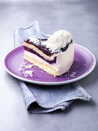 Crema bávara de coco y arándanos