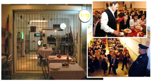 El restaurante en una prisión en Volterra, Italia