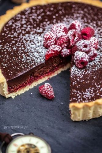 Tarta de chocolate con frambuesas