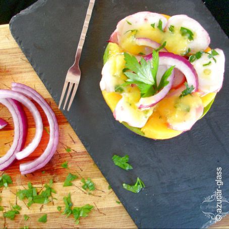 Ensalada de pulpo con vinagreta de mango