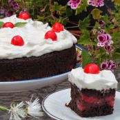 Pastel de chocolate, Coca-Cola y cerezas