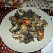 Arroz negro con sepia y gambas