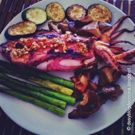 Calamar a la Plancha con Verduras
