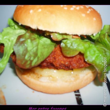 Hamburguesa con queso azul y manchego