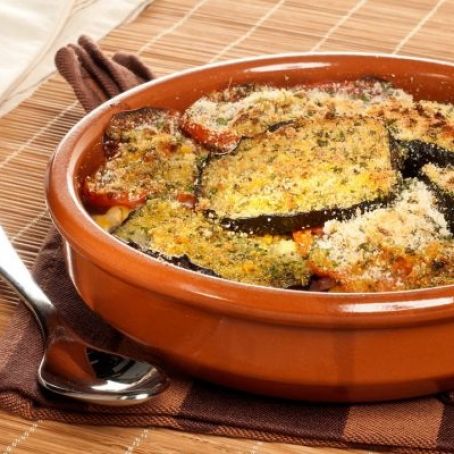 Garbanzos gratinados con hortalizas asadas