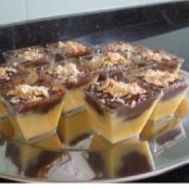 Flan de chocolate y vainilla