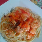 Espaguetis con gambas