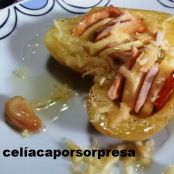 Pollo a la miel y mostaza con manzana dulce sobre patata confitada