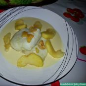 Merluza a la naranja con manzana caramelizada