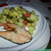 Salmón con patatas a la cerveza