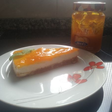 Tarta de queso con Mermelada de Temporada Hero, sabor Mango.