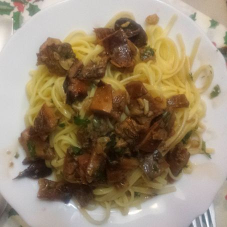 Tallarines con níscalos