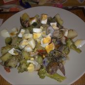 Wok de verduras con marisco