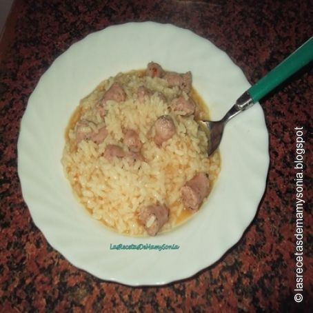 Arroz monacal con salchichas en mi olla Erika