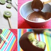 Piruletas de kiwi y chocolate - Paso 1