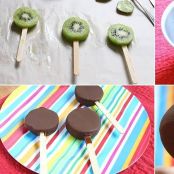 Piruletas de kiwi y chocolate