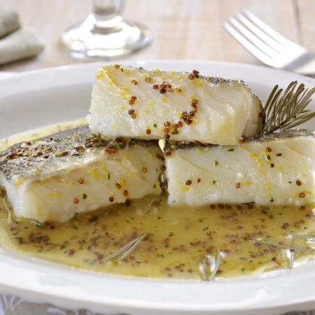 Bacalao a la muselina de mostaza con miel