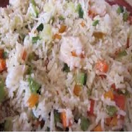 Arroz basmati con verduras y gambas