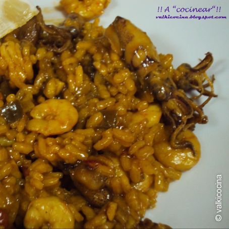 Arroz con chipirones y gambas