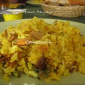 Arroz con setas y rape