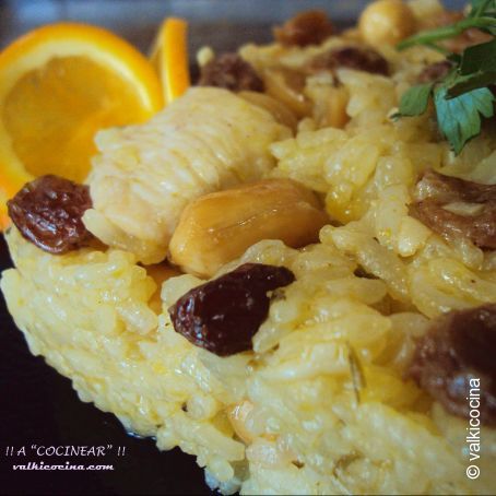 Arroz especiado con pollo al horno