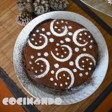 Bizcocho de chocolate, sin huevo, relleno de trufa