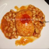 Bacalao con judías blancas al romesco