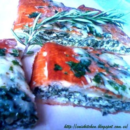 Pastel con queso y espinacas