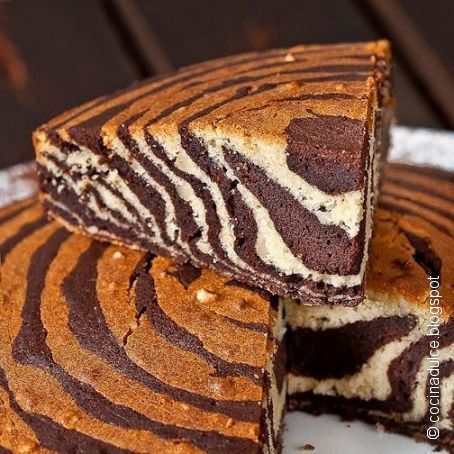 Bizcocho mármol con rayas de cebra