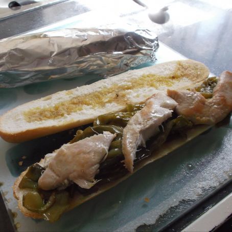 Bocadillo de pavo con pimientos